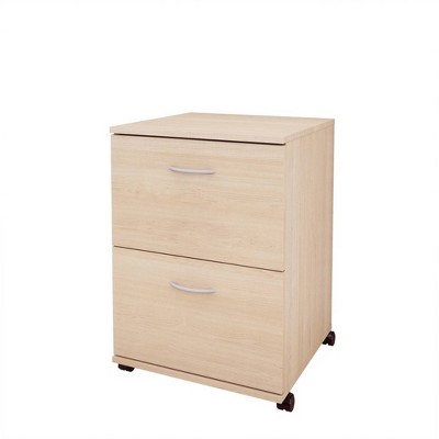 Essentials 2 Drawer Rolling Filing Cabinet Natural Maple - Nexera