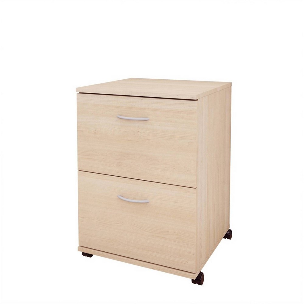 Photos - File Folder / Lever Arch File Essentials 2 Drawer Rolling Filing Cabinet Natural Maple - Nexera