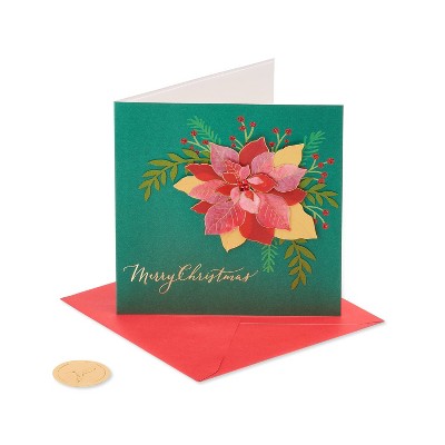 Christmas Card Glittered Poinsettia - PAPYRUS