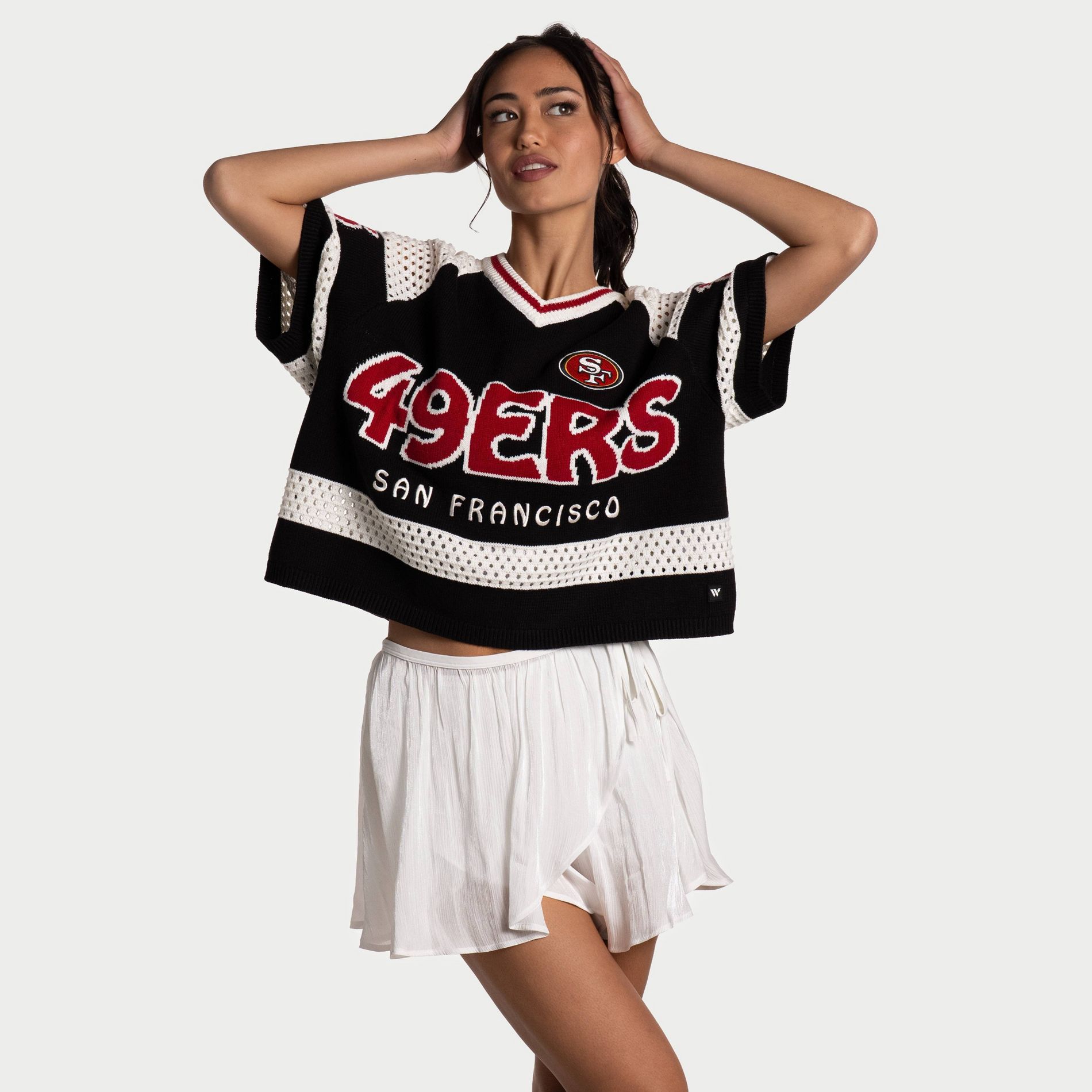 NFL San Francisco 49ers Women's Short Sleeve Fashion Knit Sweater