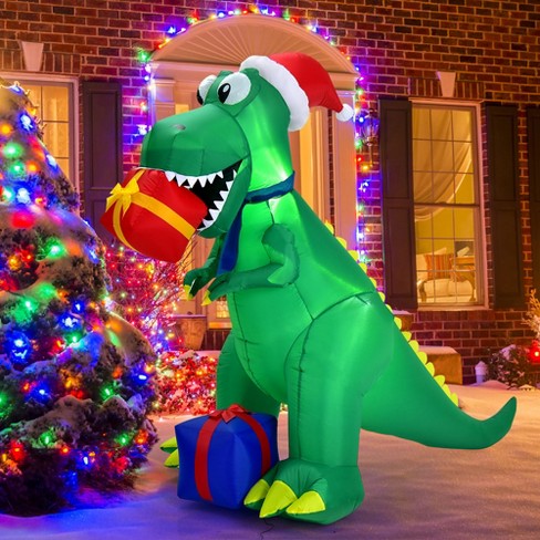 Costway 6ft Christmas Inflatable Dinosaur Indoor & Outdoor Christmas ...