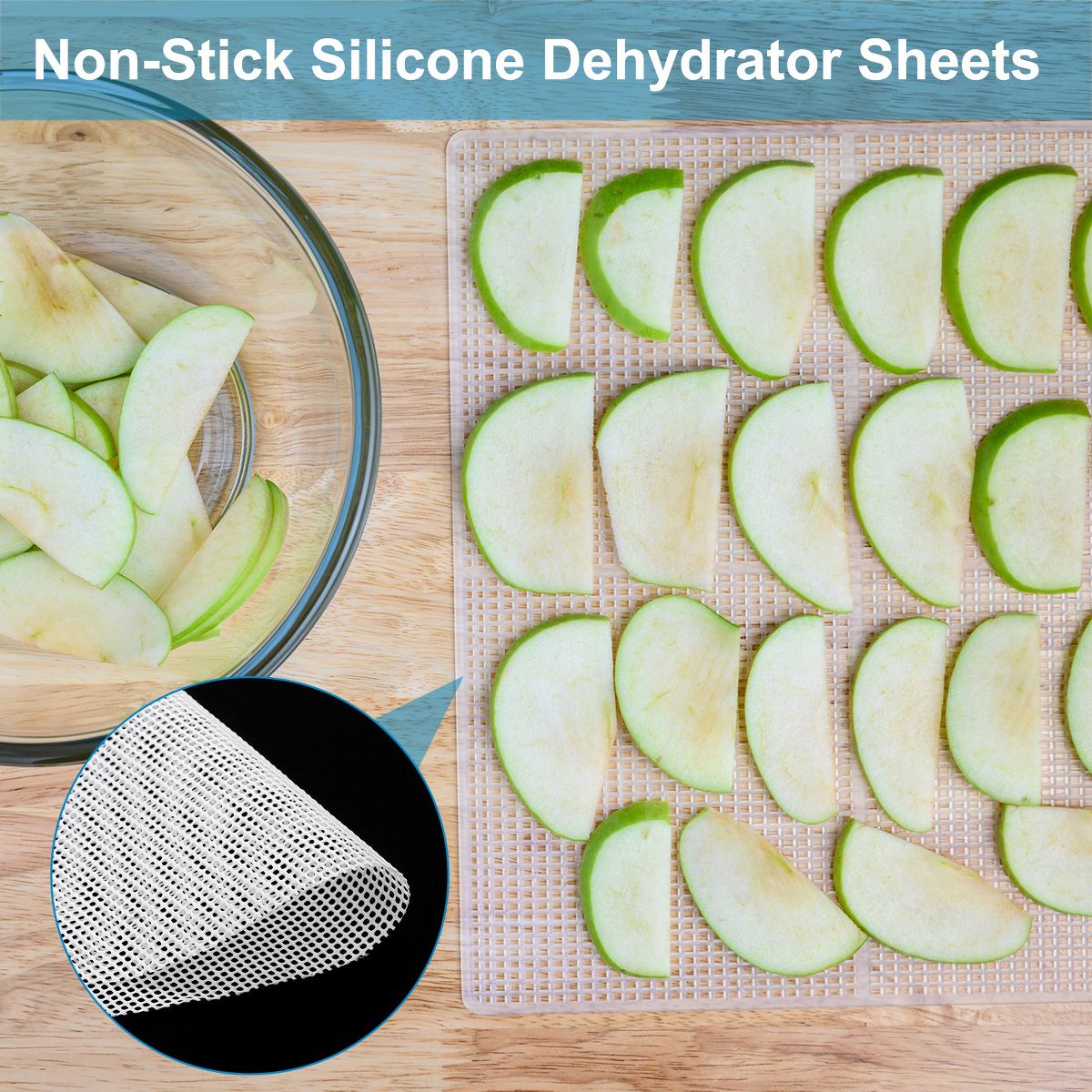 Unique Bargains Silicone Non-Stick Fruit Dryer Food Dehydrator Round Drying Sheets 13" White - thumbnail 6