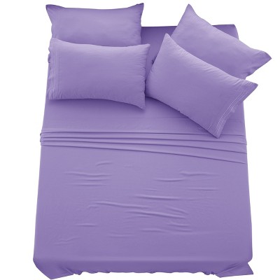 6 Piece Bed Sheet Set Ultra Soft Brushed Microfiber Solid Sheets with Pillow Cases - Lux Decor Collection