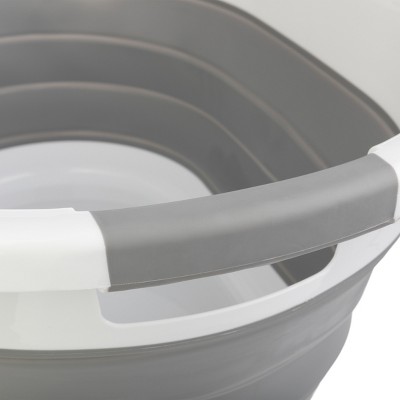 Gray and White 39L Collapsible Plastic Laundry Basket