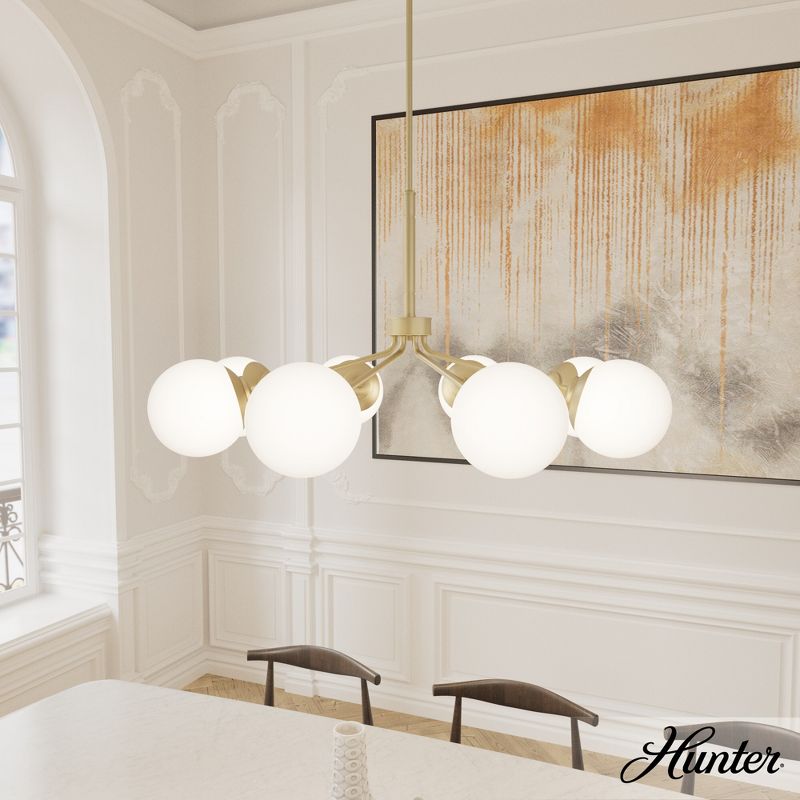 8-Light Hepburn Cased White Glass Chandelier Ceiling Light Fixture - Hunter Fan, 3 of 7