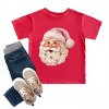 Santa Face Textured Paint - Toddler Short Sleeve Graphic T-Shirt - 3 of 4