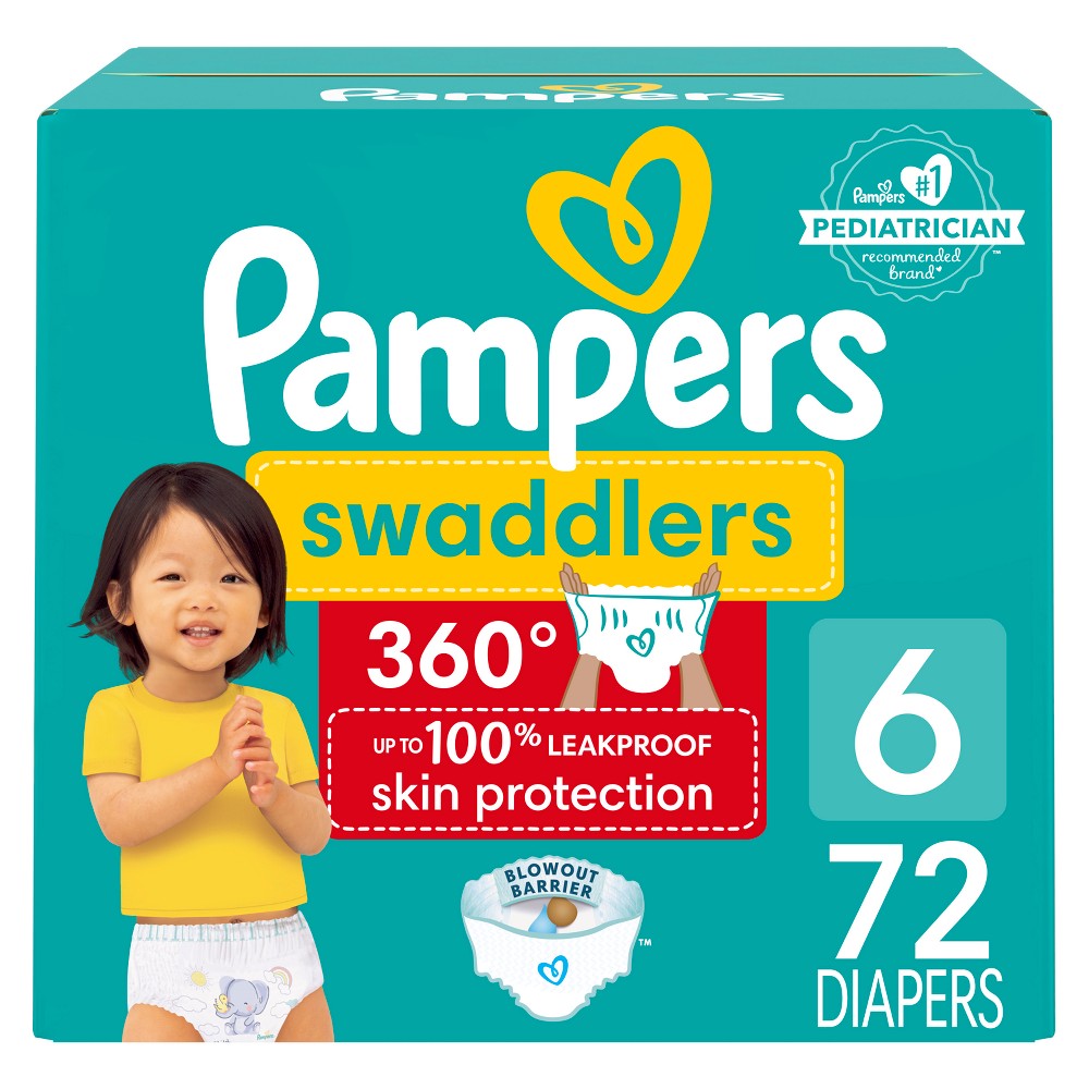 Photos - Baby Hygiene Pampers Swaddler 360 Enormous Disposable Baby Diapers - Size 6 - 72ct 
