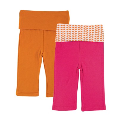 Yoga Sprout Baby Girls Cotton Pants 2pk, Pink Elephant