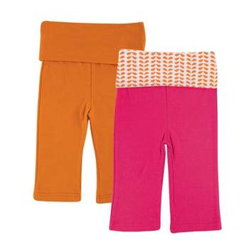 Yoga Sprout Baby Girl Cotton Pants 2pk, Pink Elephant