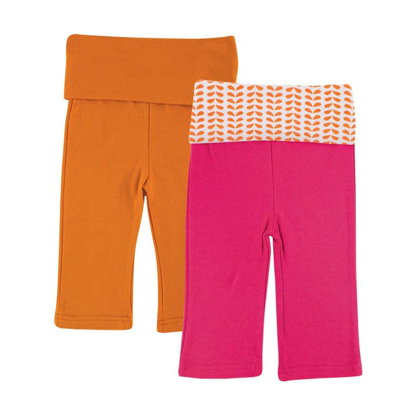 Yoga Sprout Baby Girl Cotton Pants 2pk, Pink Elephant, 1 of 2
