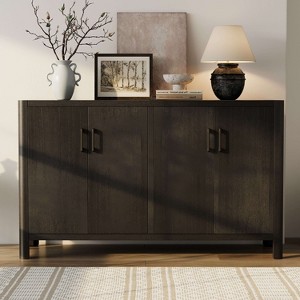 ORRD Farmhouse 4-Door Accent Cabinet – Rustic Storage Sideboard with Natural Finish - 1 of 4