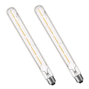DORESshop Edison T30 LED Tubular Bulb,Vintage Filament Design, 6W (60W Equivalent), Warm White 2700K, Dimmable, E26 Base, 2 Pack - 1 of 4