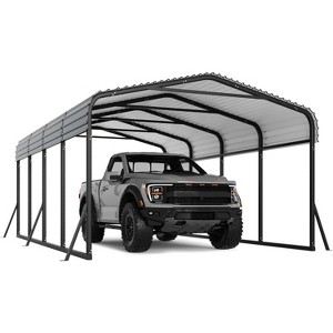 Metal Carport with Galvanized Steel Roof, Heavy Duty Metal Roof Carport with Enhanced Base, Tall Kits Garage for Tractors, Trucks, Boats, Cars - 1 of 4