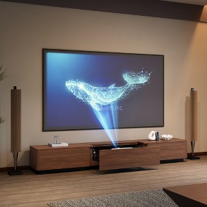 POVISON 102.36''Modern Electric TV Stand with Ultra-short Throw Projector Cabinet, Premium Wooden Material - 1 of 4