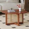 NicBex Natural Solid Wood Coffee Table with Faux Rattan Design,Elegant Tea Table,Center Table for Living Room - 2 of 4
