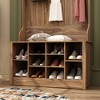 Famapy Brown Wood 3-in-1 Hall Tree Bench with Double Hooks and Shelves - 3 of 4