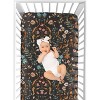 Sweet Jojo Designs Girl Baby Fitted Crib Sheet Boho Floral Wildflower Black Orange and Blue - 4 of 4