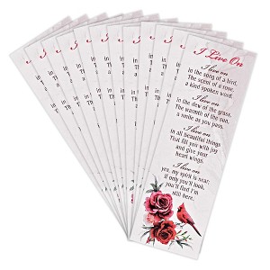 Dicksons Cardinal and Roses, I Live On, Red 5.8 x 2.63 Inch Paper Bookmark; Pack of 12 - 1 of 3