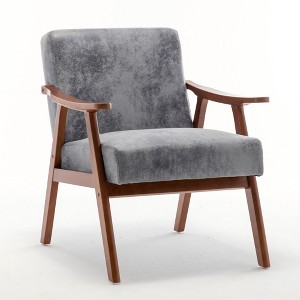 FURNIinspire Accent Chair Mid-Century Modern Chair Living Room Chair With Solid Wood Frame Extra-Thick Backrest, Grey, 28.70"*12.80"*24.40" - 1 of 4