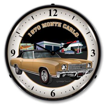 Collectable Sign & Clock | 1970 Monte Carlo LED Wall Clock Retro/Vintage, Lighted