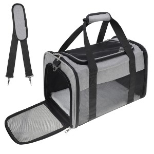 Unique Bargains Breathable Mesh Design Pet Carrier Grey 1 Pc - 1 of 4