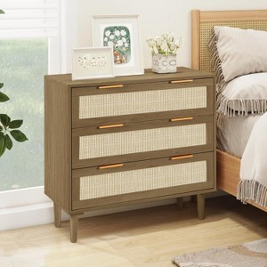 TYBOATLE Rattan Dresser, 3 Drawer Chest with Boho Cane Details, Mid-Century  Modern Storage Organizer for Bedroom, Living Room : Target