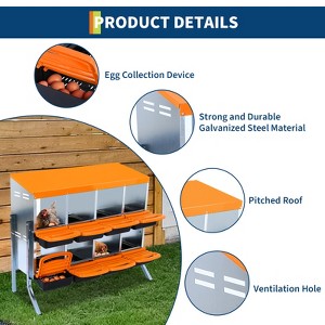 2-Tier Chicken Nesting Box, 8/10 Compartment Metal Nesting Box for Chickens,Waterproof Roof,Non-Slip Stable Base,Heavy Duty Hens Poultry Laying Boxes - 1 of 4