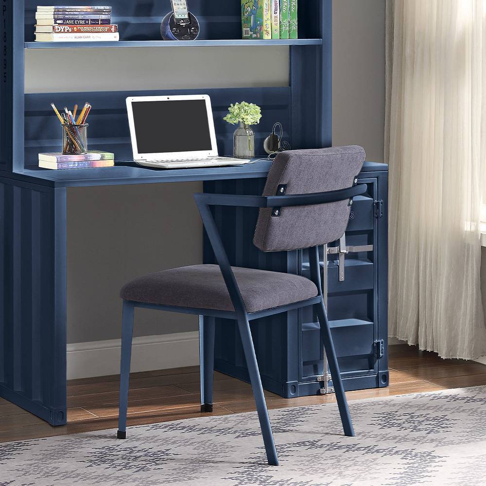 Photos - Storage Combination Cargo 24" Counter and Bar Stools Gray Fabric and Blue - Acme Furniture