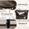 Round End Table with Storage Shelves, 3-Tier Round Farmhouse Side Table w/Mental Support Legs - 3 of 4
