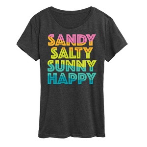 Women's - Instant Message - Sandy Salty Sunny Happy Short Sleeve Graphic T-Shirt - 1 of 4
