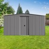 New Outdoor Storage Shed Has Two Functions: Metal Shed And Firewood Shed 13 ft¡Á11 ft , More Suitable For Winter , Grey - 2 of 4