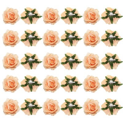 Unique Bargains Soft Fabric Weddings Party Women Rose Flower Hair Clips 30 Pcs