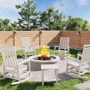 coucheta Poly Lumber Rocking Chair Outdoor Set of 4 with 2 Side Table, HDPE High Back Porch Rocker Chairs - All Weather Resistant Furniture for Patio - 1 of 4