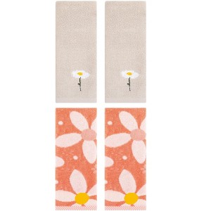 REGALWOVEN 4 Pcs Cotton Soft Absorbent Floral Pattern Hand Towel - 1 of 4