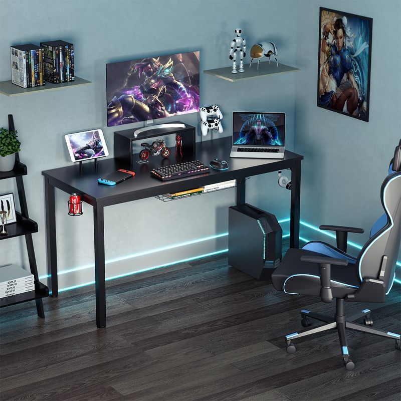 Costway 55 inch Gaming Desk Racing Style Computer Desk with Cup Holder & Headphone Hook, 5 of 11