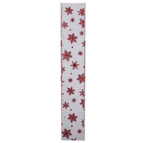 Northlight Club Pack of 12 White and Red Snowflakes Burlap Wired Christmas Craft Ribbon Spools - 2.5" x 12 Yards - image 1 of 4