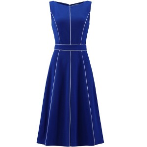INSPIRE CHIC Women's A-Line Sleeveless Contrast Trim Wear to Work Cocktail Fit and Flare Dress - 1 of 4