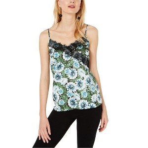 I.N.C International Concepts Womens Lace Detail Floral Cami Tank Top, Green, X-Large - 1 of 1