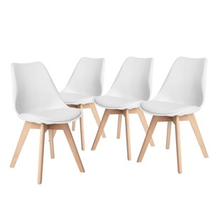 FurnitureR Dining Chairs, Faux Leather Cushioned Upholstered Side Chairs Mid-Back for Dining Room Kitchen Living Room, Solid Wood Legs, Set of 4 - 1 of 4