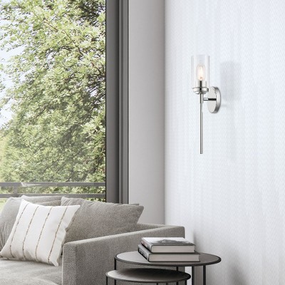 Polished Chrome Sconce with Hand Blown Clear Glass Shade