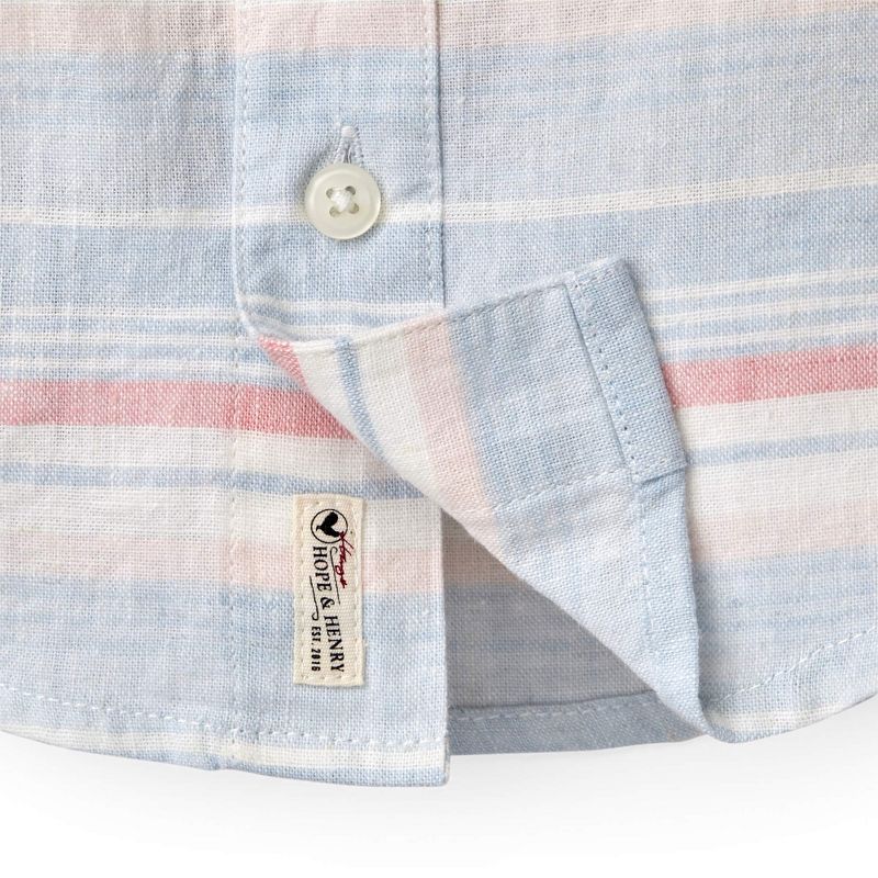 Hope & Henry Boys' Linen Short Sleeve Button Down Shirt, Kids, 4 of 7