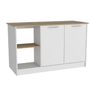 Depot E-Shop Kitchen Island with Large Countertop, Open Storage Shelves and Double Door Cabinet - 1 of 4