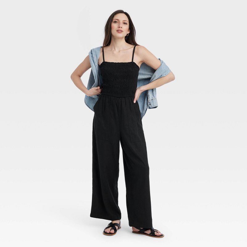 Women's Smocked Linen Maxi Jumpsuit - Universal Thread™, 4 of 7