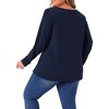 Women's Plus Size Crew Neck Front Tucks Detail Long Sleeve Solid Casual Basic Tunic Blouse - Agnes Orinda - 4 of 4