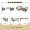 4-Piece Patio Conversation Set, Solid Wood Loveseat, 2 Chairs and Table, Outdoor Conversation Group with Cushions - 3 of 4