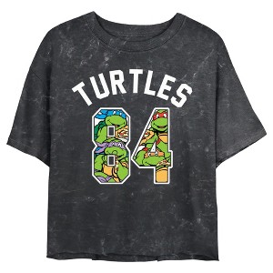 Juniors Womens Teenage Mutant Ninja Turtles 84 Turtles Logo Crop T-Shirt - 1 of 4