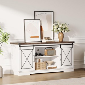 Farmhouse TV Stand and Entertainment Center for TV Up to 65 Inches with Sliding Barn Doors, with Storage Cabinet for Living Room, Bedroom - 1 of 4