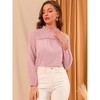 Allegra K Women's Swiss Dots Textured Ruffle Neck Long Sleeve Blouse - 3 of 4