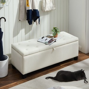 NicBex Modern 48" Storage Bench Wood Accent Stools with Button Tufted for Bedroom and Entryway - 1 of 4