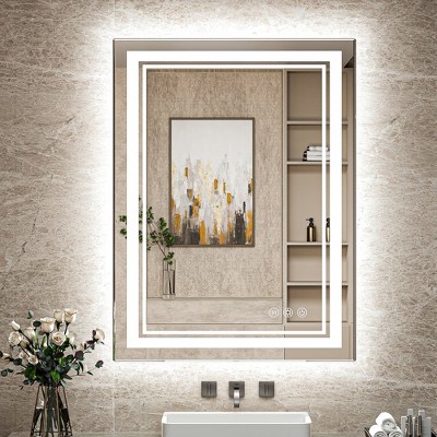 Keonjinn LED Bathroom Vanity Mirror, Front Light & Backlit, 3 Color Temperatures, Anti Fog, Double Lights Strips